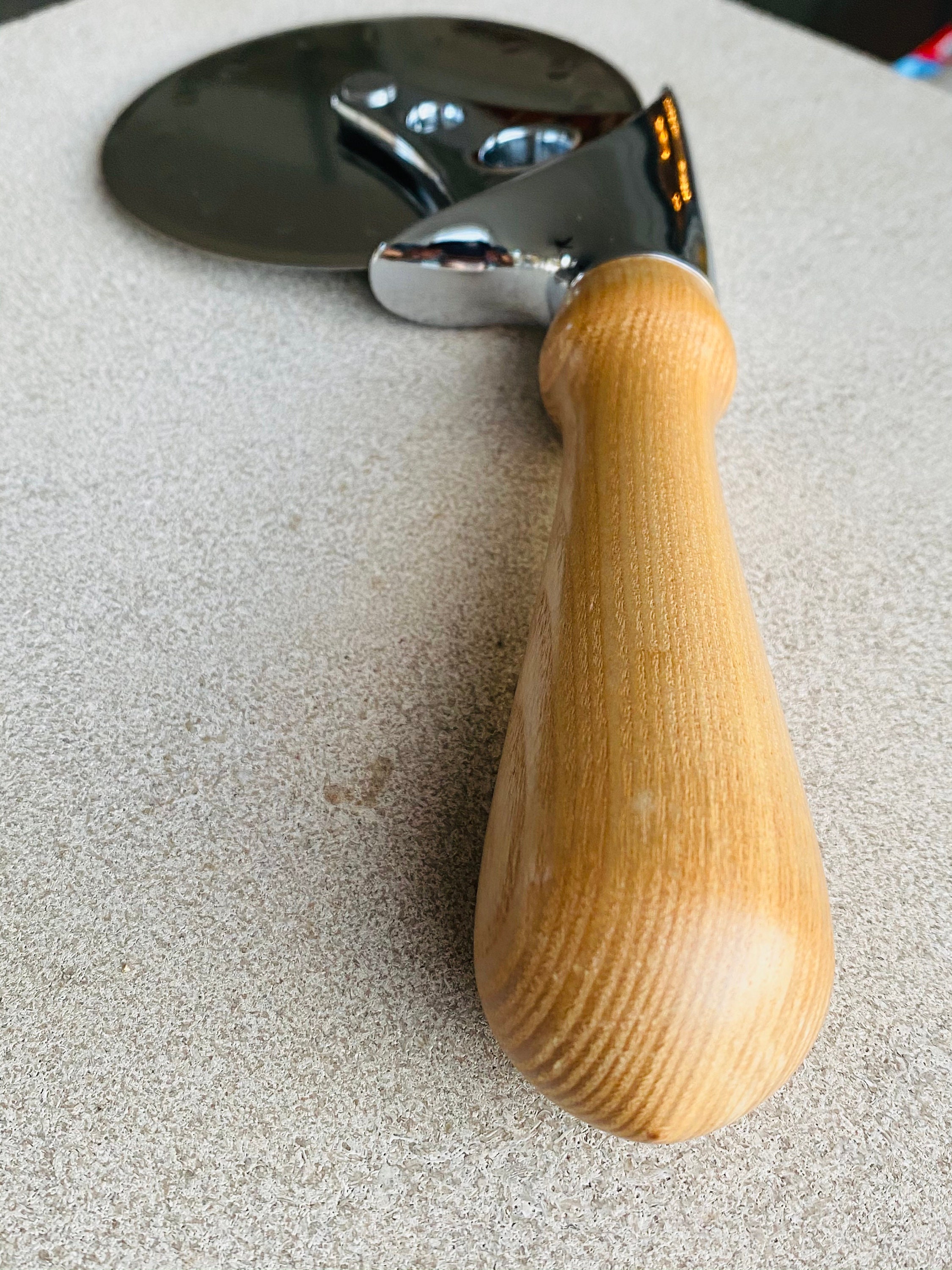 Custom pizza cutter with polished oak handle Etsy
