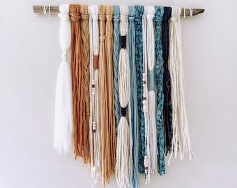 Macrame Handmade Textured Yarn Wall Hanging Decor - Boho Cottagecore Hippie Style - Colorful Art