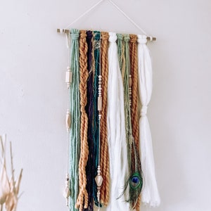 Textured Yarn Wall Hanging Decor - Boho Cottagecore Style