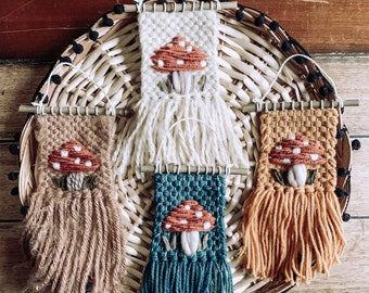 Handgjord vävd väggbonad med svamp - Stugdekor - Svampdesign - Hippie Boho - Barnrum Vardagsrum Sovrum Hem Väggkonst Gåva