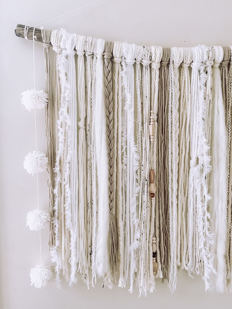 Macrame Textured Yarn Wall Hanging Decor Bohemian Style - Etsy - Textured Macrame Wall Decor For Bohemian Style