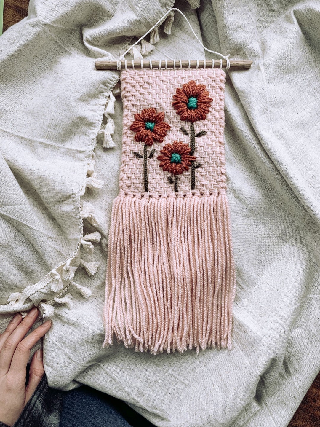 Botanical Handmade Woven Embroidery Wall Hanging Gift Art Home Decor ...