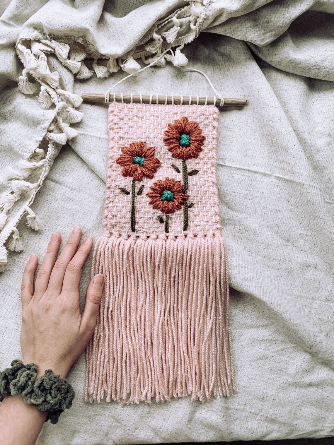 Botanical Handmade Woven Embroidery Wall Hanging Gift Art Home Decor ...