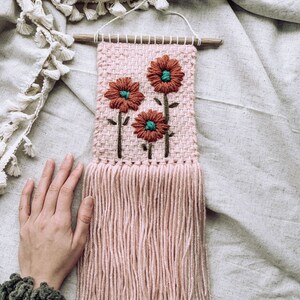 Botanical Handmade Woven Embroidery Wall Hanging Gift Art Home Decor ...