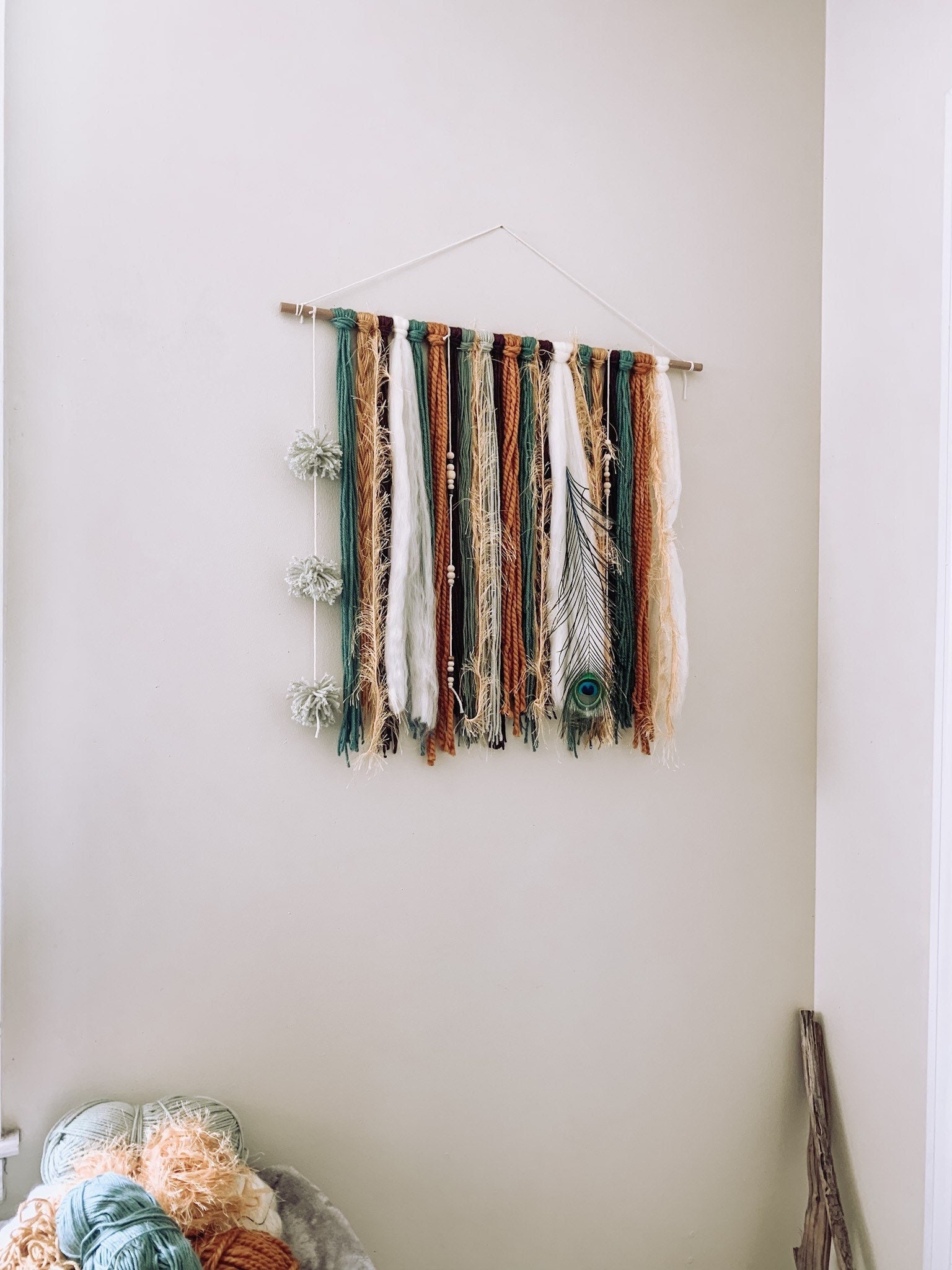 Macrame Cottagecore Macrame Textured Handmade Wall Hanging Decor - Peacock Inspired - Boho ...