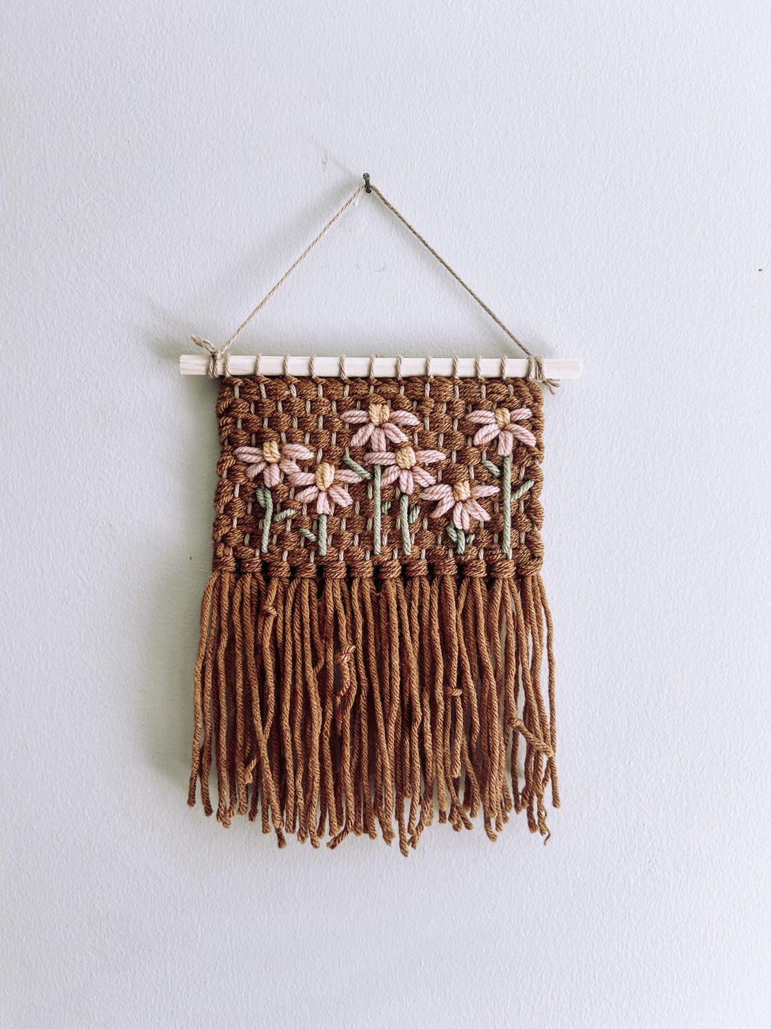 Flower Woven Embroidered Wall Hanging Art Decor - Summer Style ...