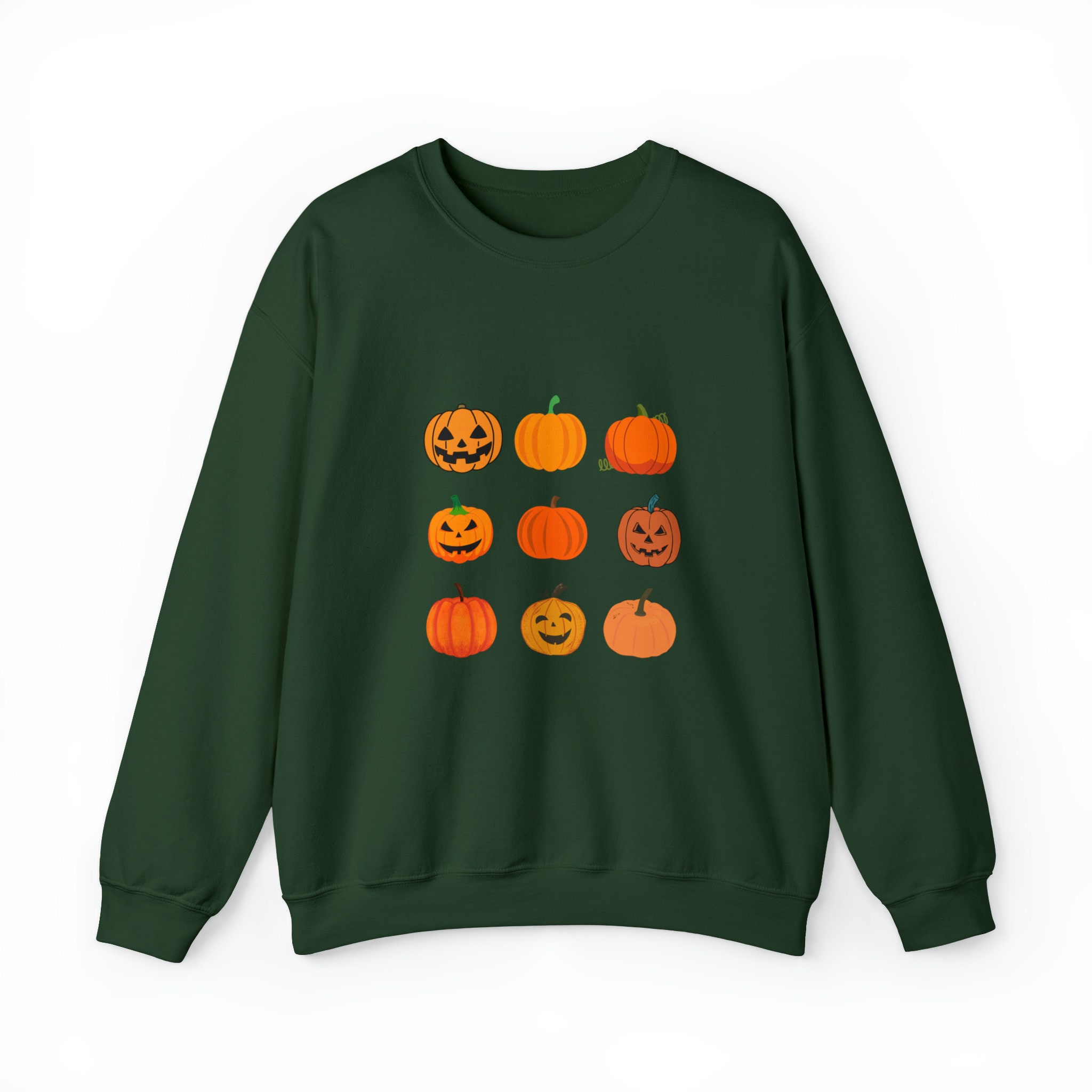 Discover Halloween Pumpkin Crewneck Sweatshirt - Fall Clothing - Art - Orange Pumpkins - Autumn Winter Clothes Long Sleeve