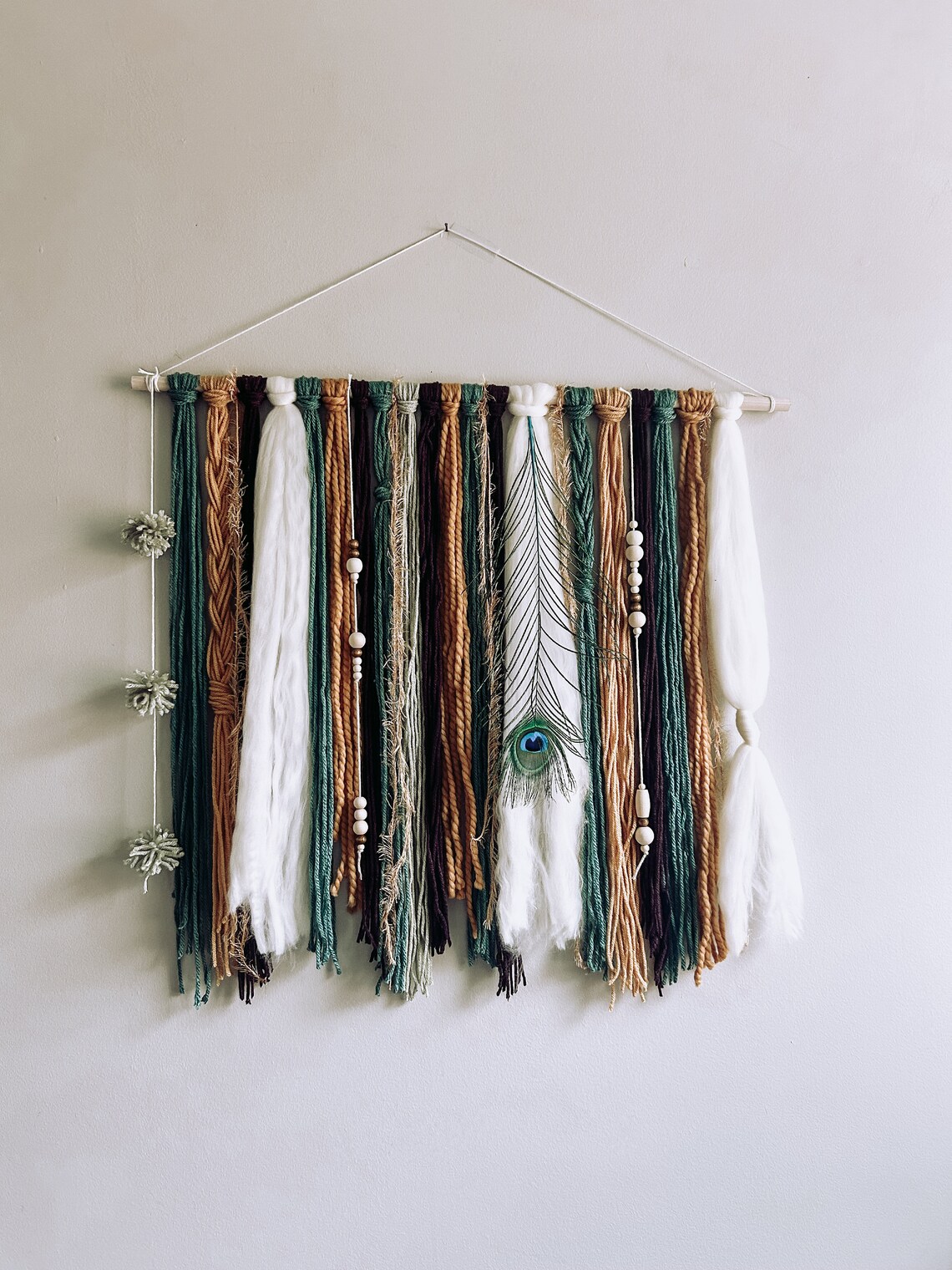 Macrame Cottagecore Macrame Textured Handmade Wall Hanging Decor - Peacock Inspired - Boho ...
