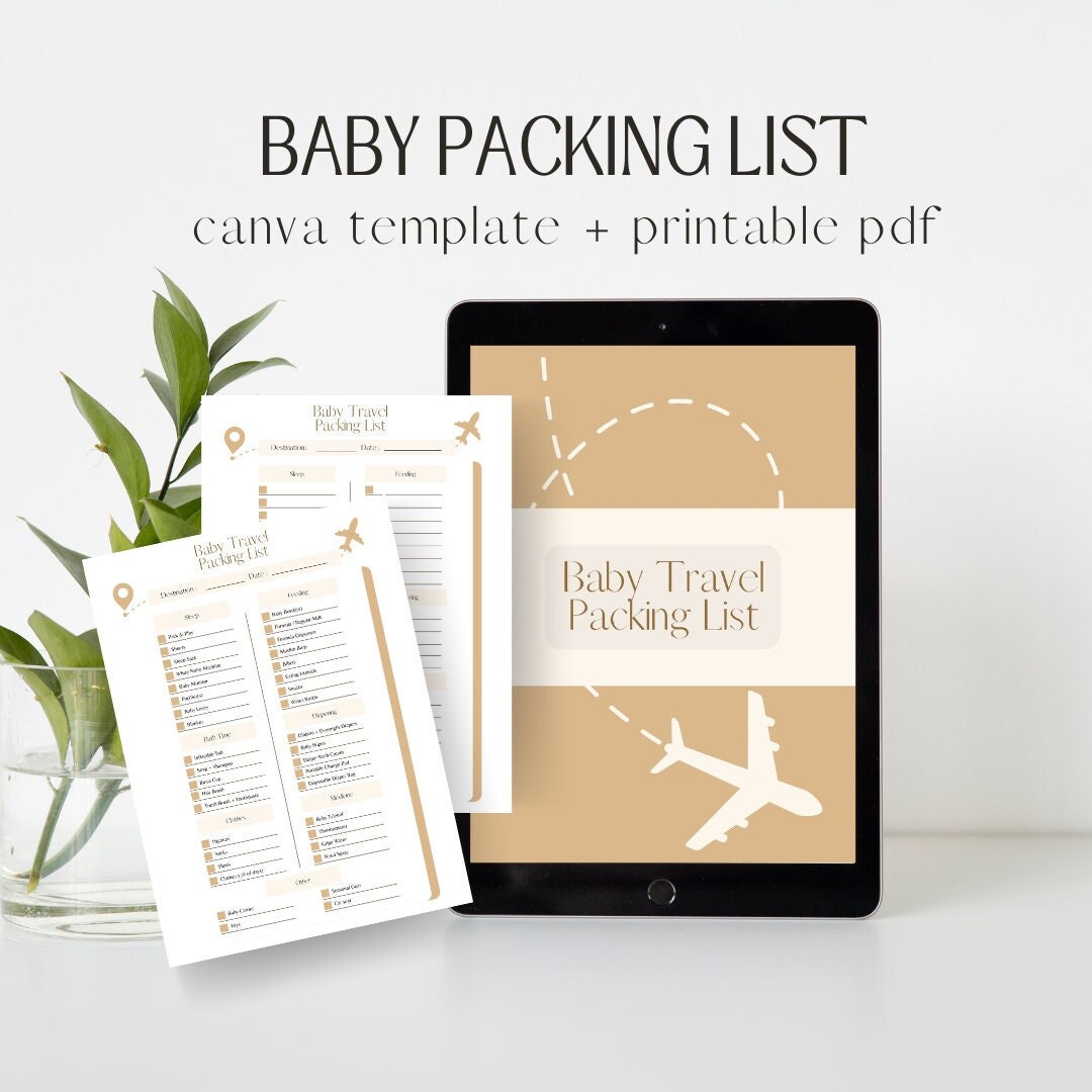 Editable Baby Travel Packing List Template Canva Template Blank PDF
