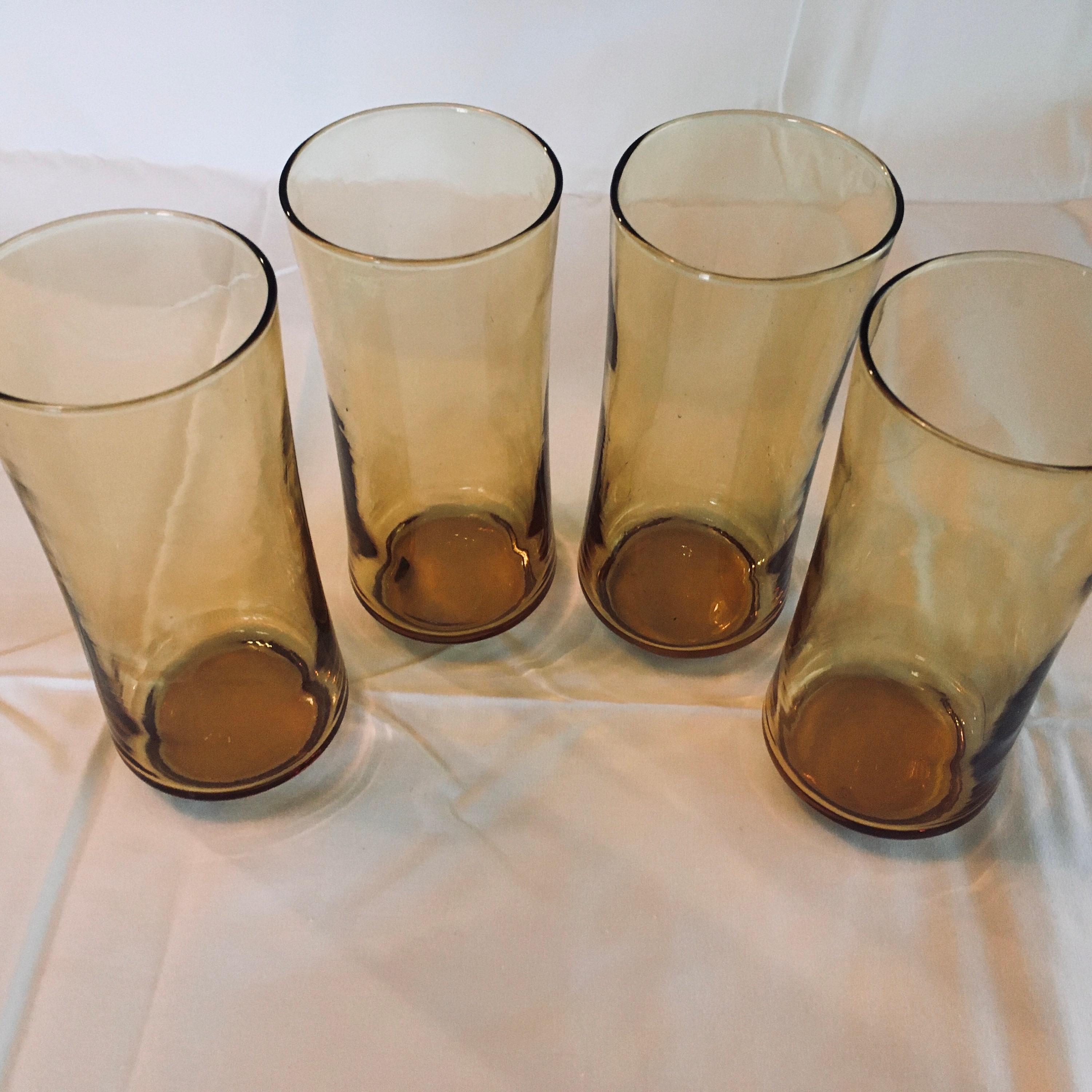 Vintage Amber Glassware set of 4 Etsy