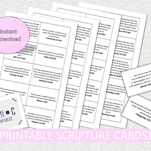 Printable Scripture Cards | PDF, Printable Inspirational Bible Verses, 40 Mini Scripture Cards, Downloadable Print