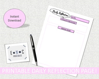 Printable Daily Reflection Page | PDF, Downloadable Print, Insert