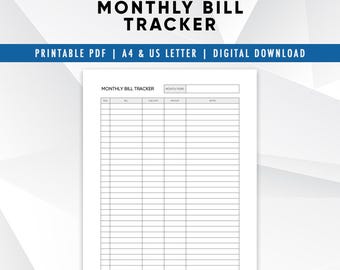 Utskrivbar månatlig fakturarapport: Personlig ekonomiplanerare (nedladdningsbar direkt i A4-format/US Letter-format)