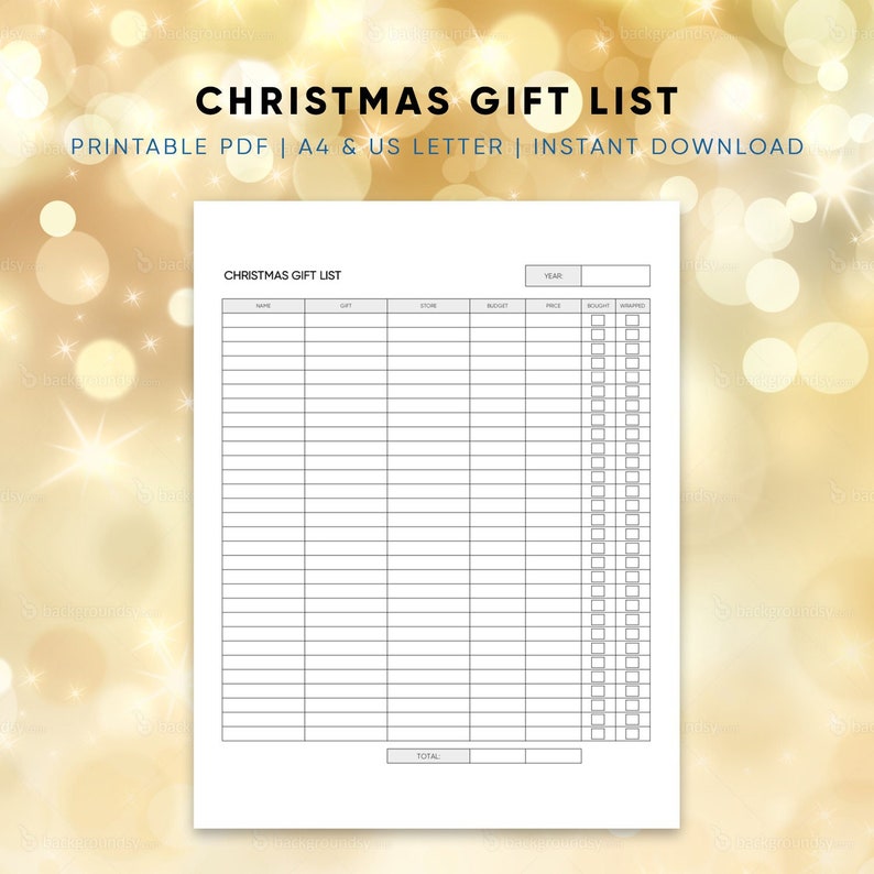PDF Instant Download Christmas List Printable Holiday Gift List Expenses Tracker Budget