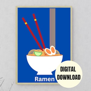 Ramen Noodles Kitchen Art Print: Colorful Food Poster (Digital Download)