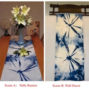 Rare Found Ancient Yunnan Dali Handwork Indigo Plant Tye-Die Thin Fabric, Shabby Cloth Abstract Pattern, Art DIY Curtain Table Decor Cloth image 9