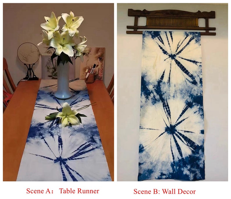 Rare Found Ancient Yunnan Dali Handwork Indigo Plant Tye-Die Thin Fabric, Shabby Cloth Abstract Pattern, Art DIY Curtain Table Decor Cloth image 9