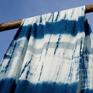 Rare Ancient Yunnan Dali Handwork Indigo Plant Tye-Die Thin Fabric, Shabby Thin Cloth Abstract Hostel Curtain,DIY Home Decor Cloth 83cm Wide image 5