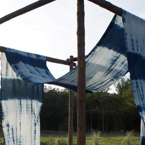 Rare Ancient Yunnan Dali Handwork Indigo Plant Tye-Die Thin Fabric, Shabby Thin Cloth Abstract Hostel Curtain,DIY Home Decor Cloth 83cm Wide image 2