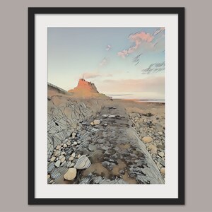 Holy Island Art Print, Lindisfarne Castle, Northumberland, North East Coast, Canvas Print, Wall Art, Art Wall Print. Portrait.