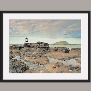 Penmon Point Lighthouse Art Print, Anglesey, Canvas Print, Wall Art, Poster Wall Print,  Landscape Prints, Lighthouse prints, Anglesy Art