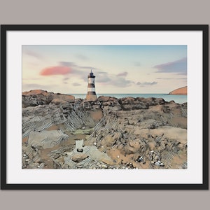Penmon Point Lighthouse Art Print, Anglesey, Canvas Print, Wall Art, Poster Wall Print,  Landscape Prints, Lighthouse prints, Anglesy Art 1B