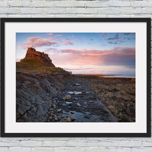 Holy Island Sunset Print Landscape, Lindisfarne Castle, Northumberland, North East Coast, Canvas Print, Wall Art, Photographic Wall Print.