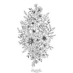 Custom Birth Month Flower, Birth Flower Custom tattoo, Family Bouquet Design, Family Birth Month Flower tattoo, Birthday Flower Tattoo