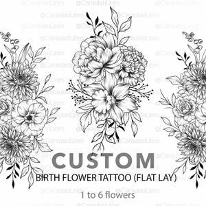 Custom Birth Month Flower, Birth Flower Custom tattoo, Family Bouquet Design, Custom Tattoo Design Commission, Birthday Flower Tattoo Design