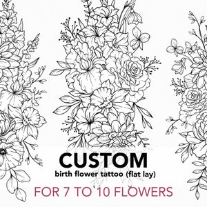 Custom Birth Month Flower, Birth Flower Custom tattoo, Family Bouquet Design, Custom Tattoo Design Commission, Birthday Flowers Tattoo