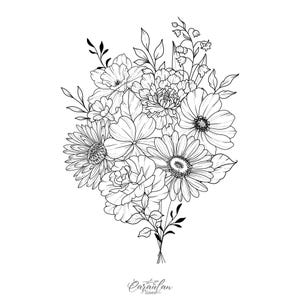 Custom Birth Month Flower, Birth Flower Custom tattoo, Family Bouquet Design, Custom Tattoo Design Commission, Birthday Flower Tattoo Design
