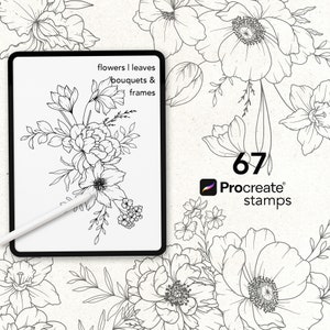 Procreate Floral Stamp, Procreate Flower Stamp, Botanical Stamp, Procreate Flower brush, Hand Drawn Stamp, Flower tattoo stamp for procreate