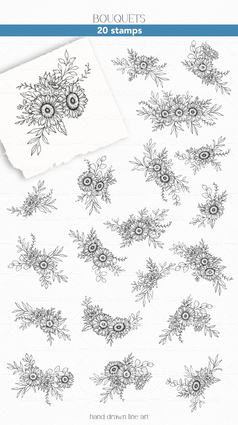 Sunflower Procreate Stamps: Floral Tattoo Brushes (commercial Use ...