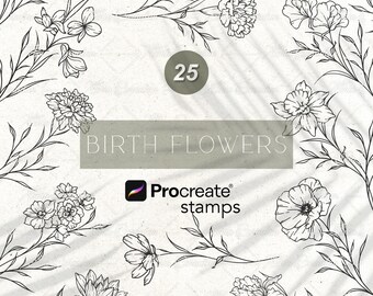 Birth Month Floral Procreate Tattoo Stamps: Wrist Wrap Flower Designs ...