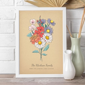 Custom Birth Month Flower, Birth Flower Custom Bouquet, Family Bouquet Design, Personalized Custom Floral Bouquet, Personalized Gift For Mom
