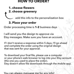 Custom Birth Month Flower Tattoo Design: Personalized Family Bouquet (Made to Order Digital Download) image 11