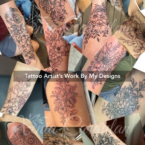 Custom Birth Month Flower Tattoo Design: Personalized Family Bouquet (Made to Order Digital Download) image 4