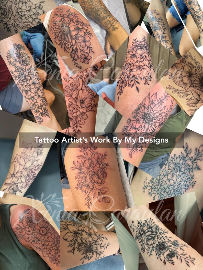Custom Birth Month Flower Tattoo Design: Personalized Family Bouquet (Made to Order Digital Download) image 4