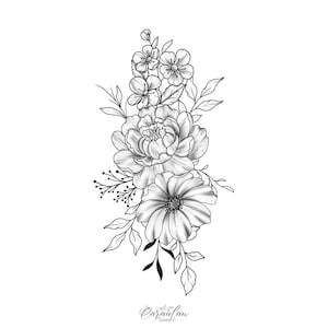Custom Birth Month Flower, Birth Flower Custom tattoo, Family Bouquet Design, Family Birth Month Flower tattoo, Birthday Flower Tattoo