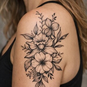 Custom Birth Month Flower Tattoo Design: Personalized Family Bouquet (Made to Order Digital Download) image 3