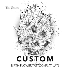 Custom Birth Month Flower, Birth Flower Custom tattoo, Family Bouquet Design, Custom Tattoo Design Commission, Birthday Flower Tattoo Design