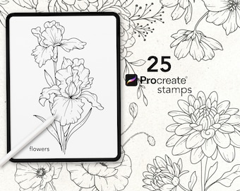 Birth Month Flower Stamp, Floral Procreate Stamp, Procreate Birth Flower Stamp, Botanical Stamp, Birth Flower Tattoo stamp for Procreate
