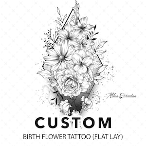 Custom Birth Month Flower, Birth Flower Custom tattoo, Family Bouquet Design, Custom Tattoo Design Commission, Birthday Flower Tattoo Design