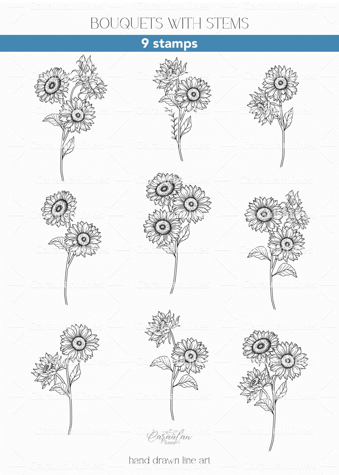 Sunflower Procreate Stamps: Floral Tattoo Brushes (commercial Use ...