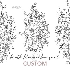 Custom Birth Month Flower, Birth Flower Custom tattoo, Family Bouquet Design, Custom Tattoo Design Commission, Birthday Flower Tattoo Design