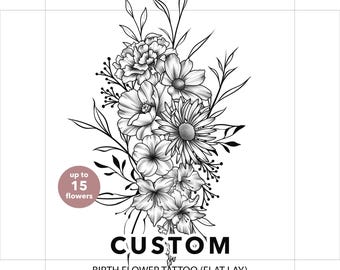 Custom Birth Flower Tattoo Design: Family Bouquet (Made to Order Digital Download)