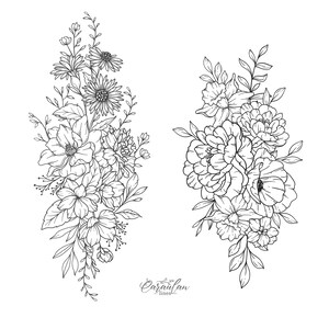 Benutzerdefinierte Geburtsblume, Familie Mirth Month Bouquet Tattoo-Design, Benutzerdefinierte Tattoo-Design-Promise, Geburtstags-Blumen-Tattoo-Design