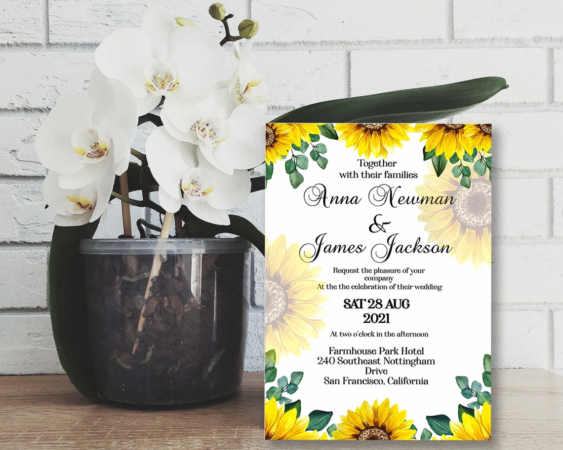 Sonnenblume Hochzeit Einladung Vorlage editierbare Etsy
