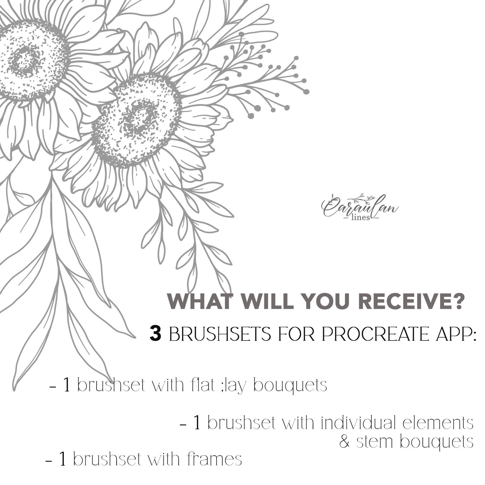 Sunflower Procreate Stamps: Floral Tattoo Brushes (commercial Use ...