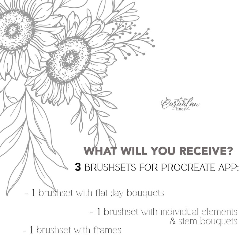 Sunflower Procreate Stamps: Floral Tattoo Brushes (commercial Use ...